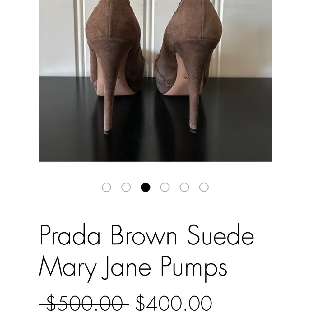 Prada Taupe Suede Mary Jane Platform Pumps size 8. Compare to other listing $400 - Picture 3 of 10